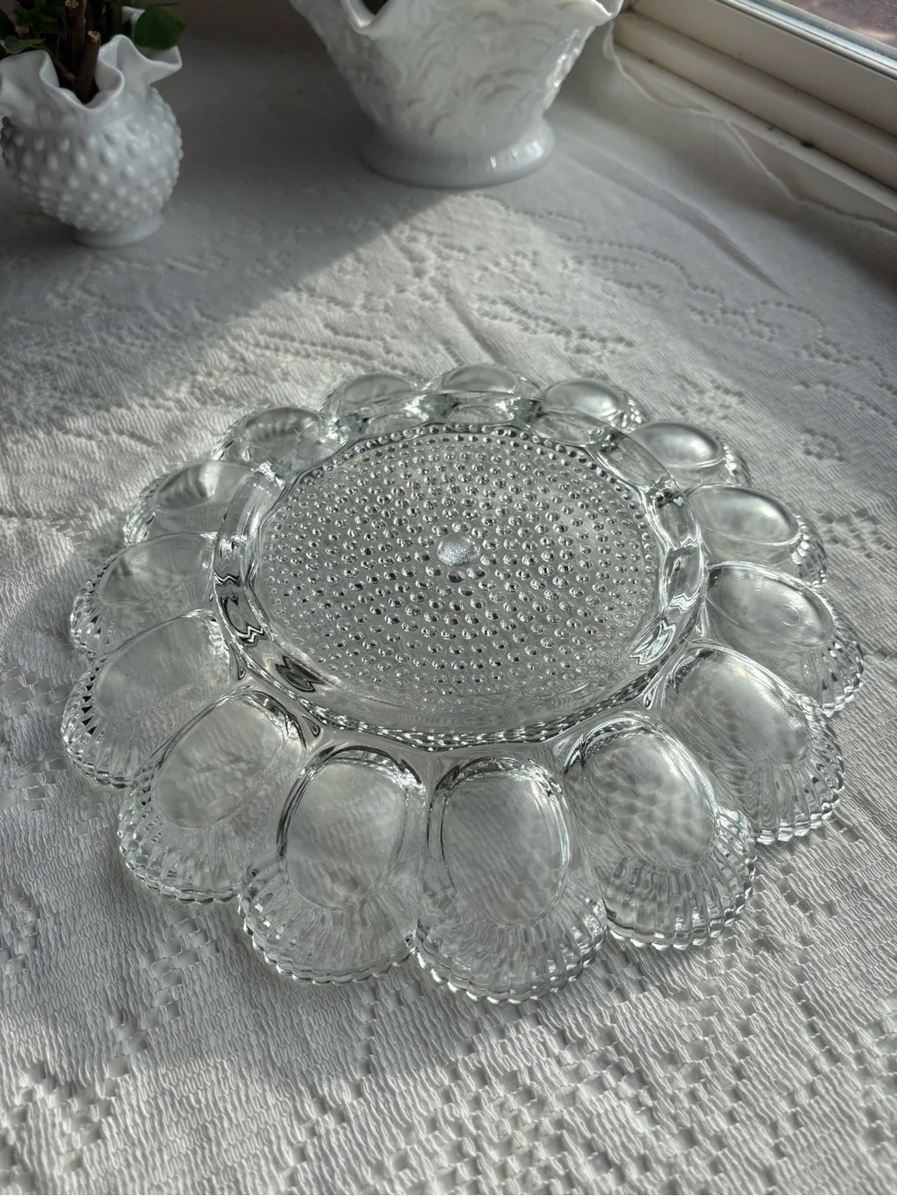Clear Glass Deviled Egg & Serving Platter